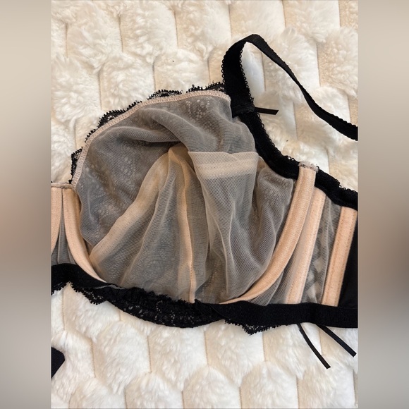 Adore Me Womens Black Lace Mesh  Underwire Back Closure Bra 40D Coquette - Picture 10 of 13